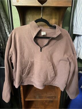 PINK Victoria's Secret Mauve Half-Zip Fleece Pullover